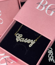 Load image into Gallery viewer, Cubic Zirconia Plated Name Necklace