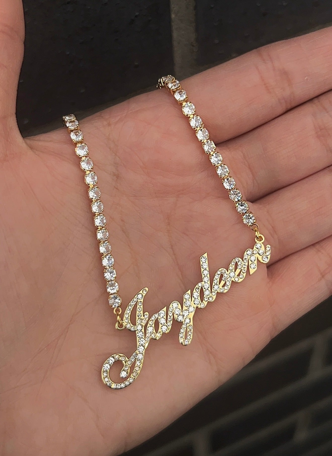 Milan Style 3mm Tennis Name Necklace