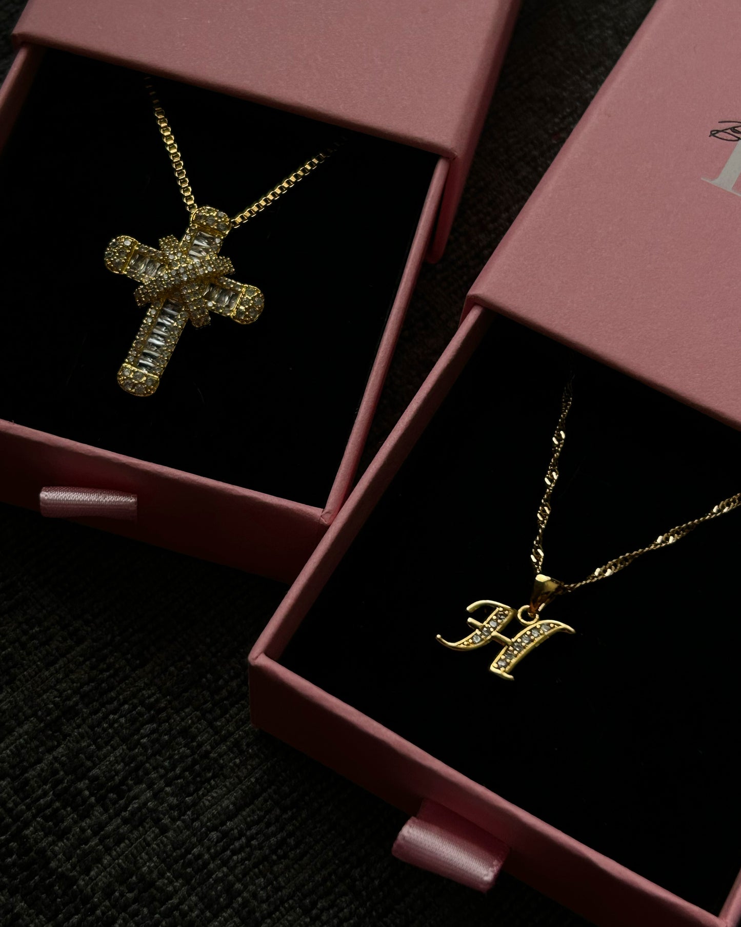 Cubic Zirconia Stainless Steel Inital Necklace