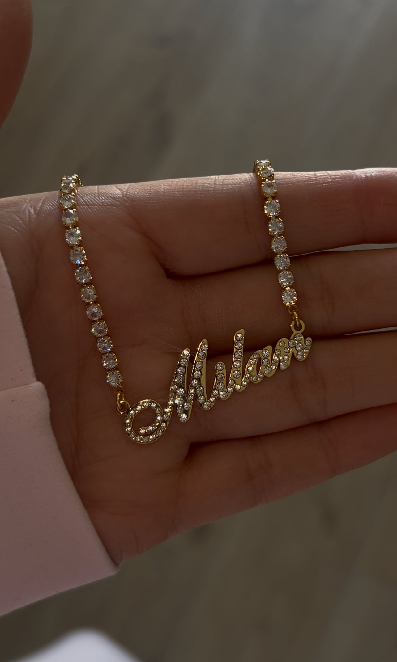 Milan Style 3mm Tennis Name Necklace