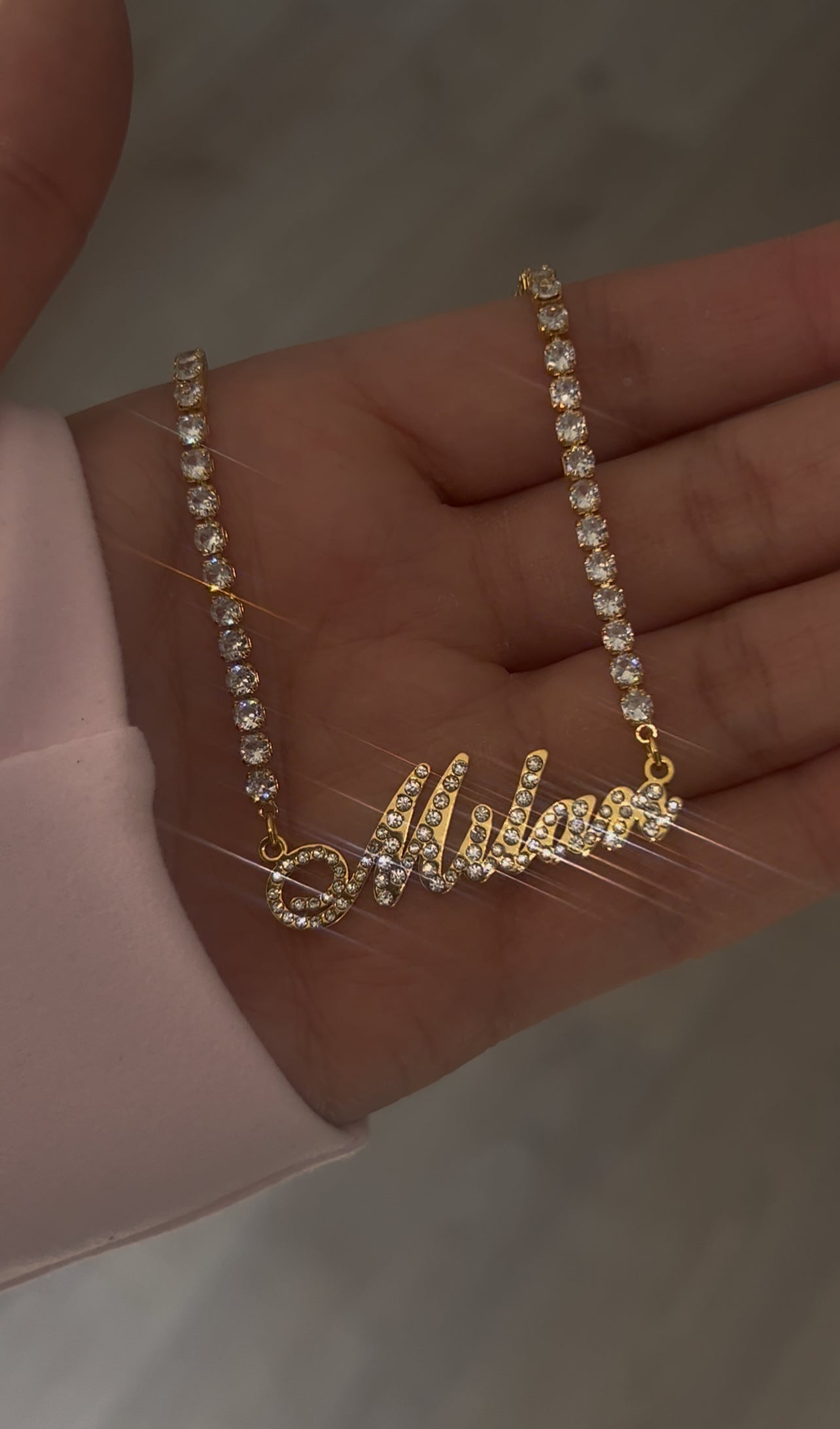 Milan Style 3mm Tennis Name Necklace