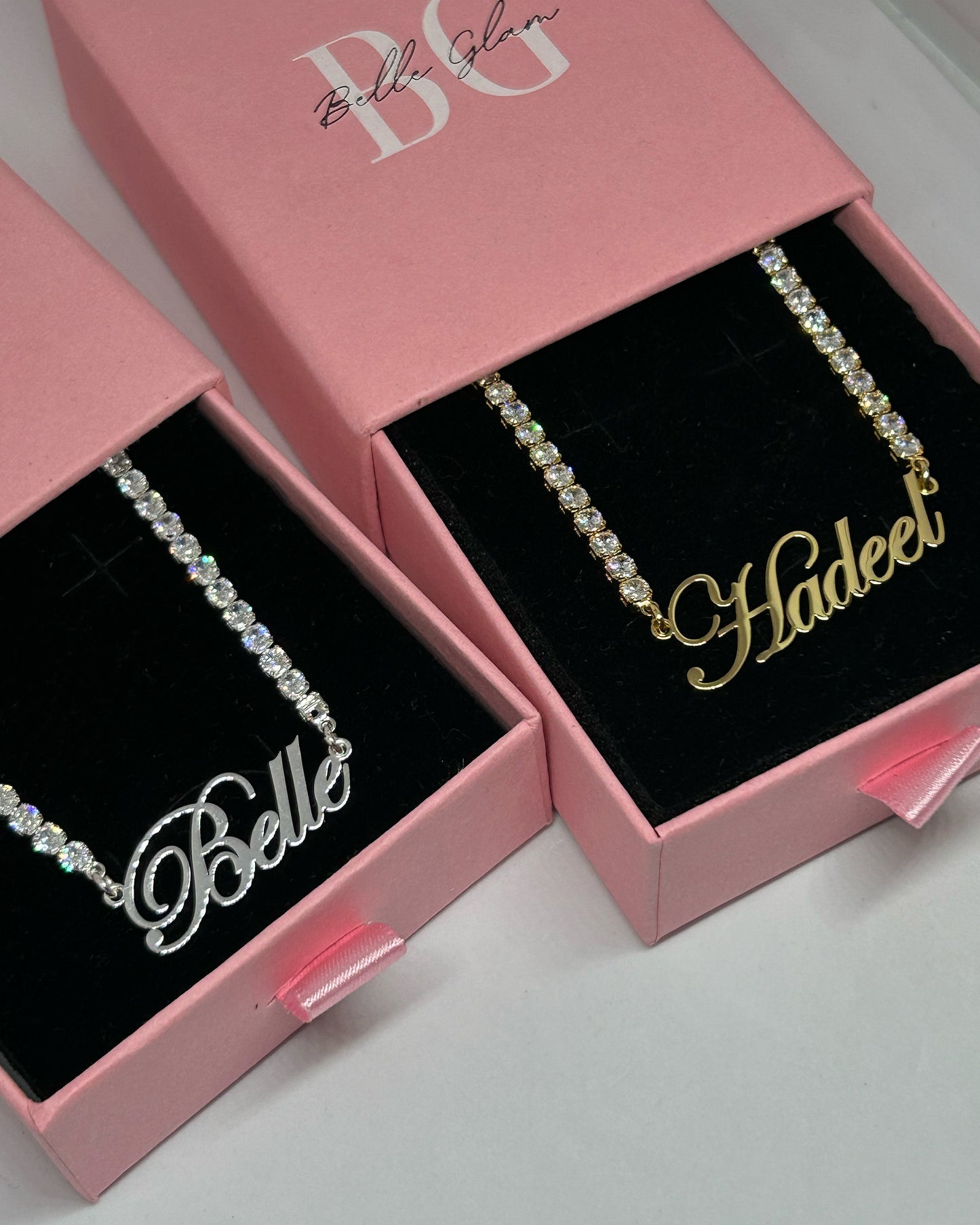 3mm Tennis Plain Name Necklace