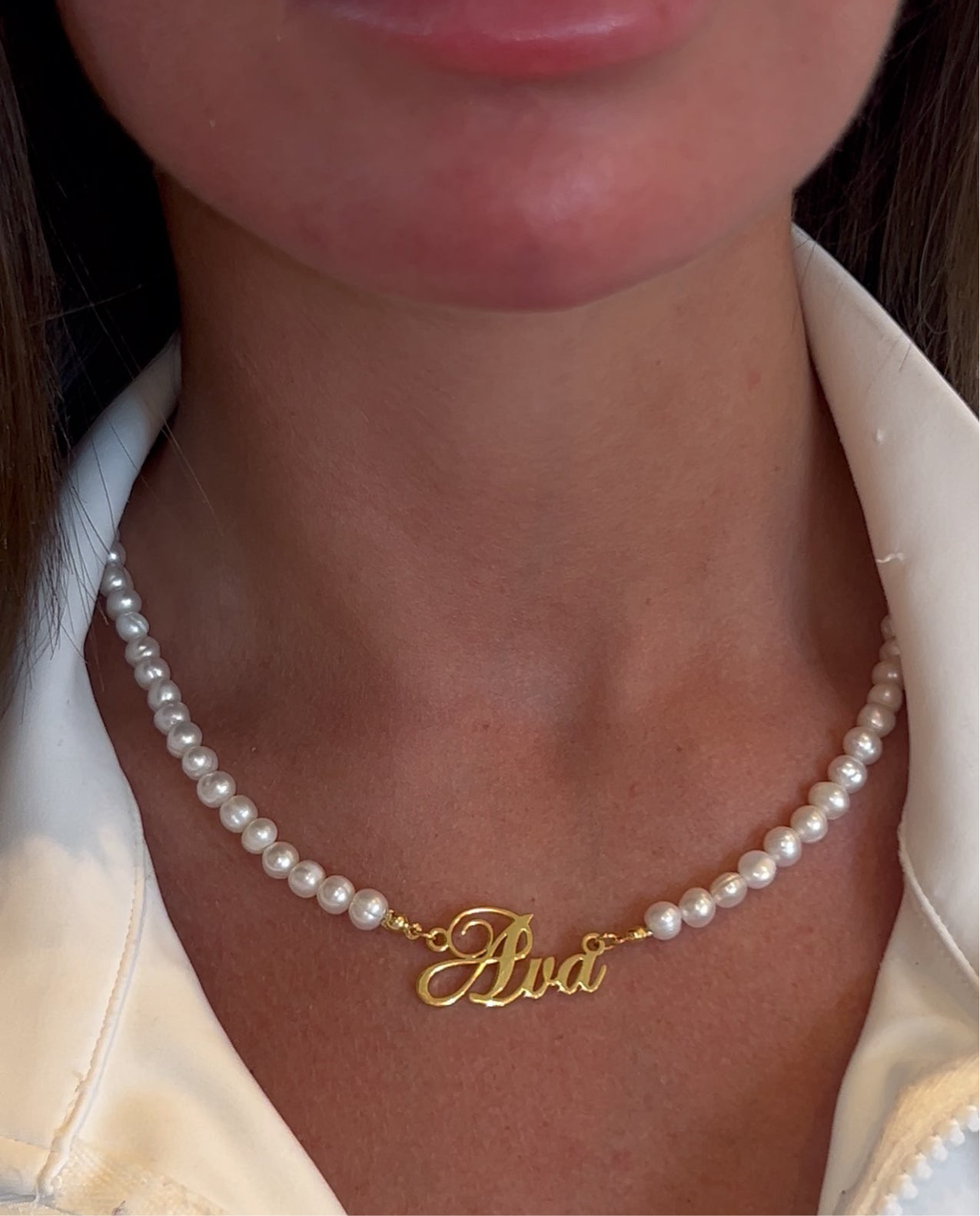 Personalized Pearl Name Necklace
