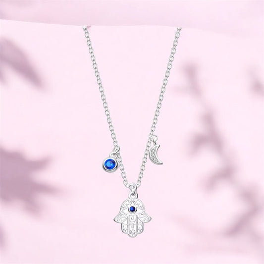 Evil Eye Hamza Hand Necklace