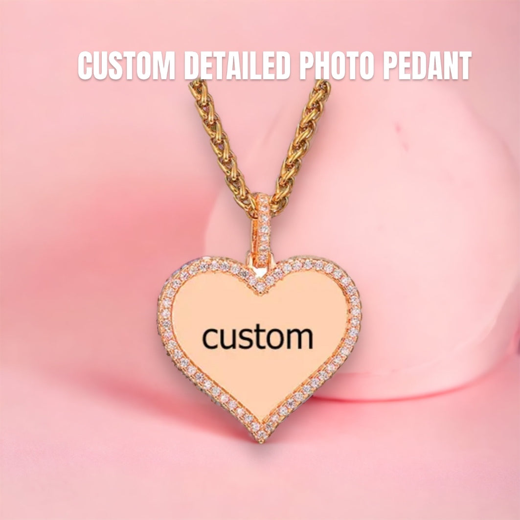 Cubic Zirconia Detailed Photo Pendant Necklace