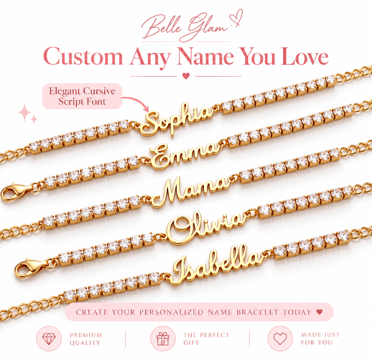 Luxury Personalised 3mm Tennis Necklace & Tennis Bracelet Set