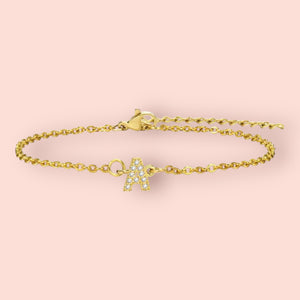 Gold Detailed Initial Bracelet