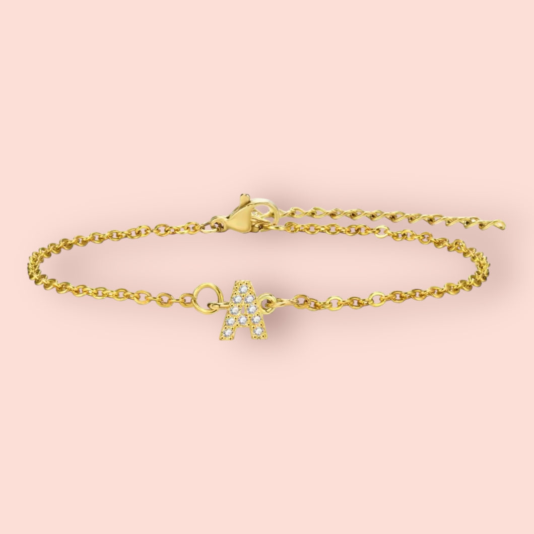 Gold Detailed Initial Bracelet