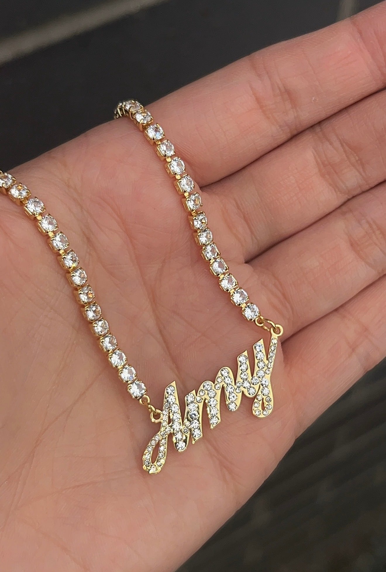 Milan Style 3mm Tennis Name Necklace