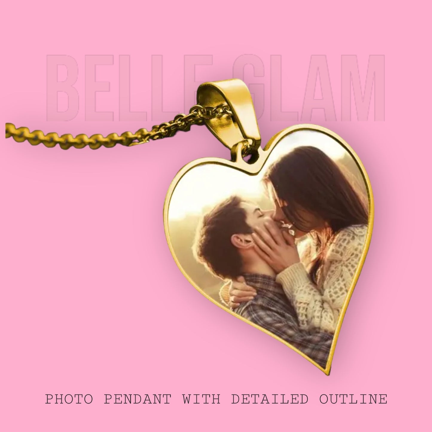 Detailed Outline Photo Pendant Necklace