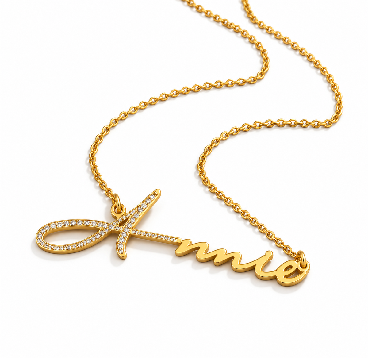 Luxe Cubic Zirconia Script Necklace