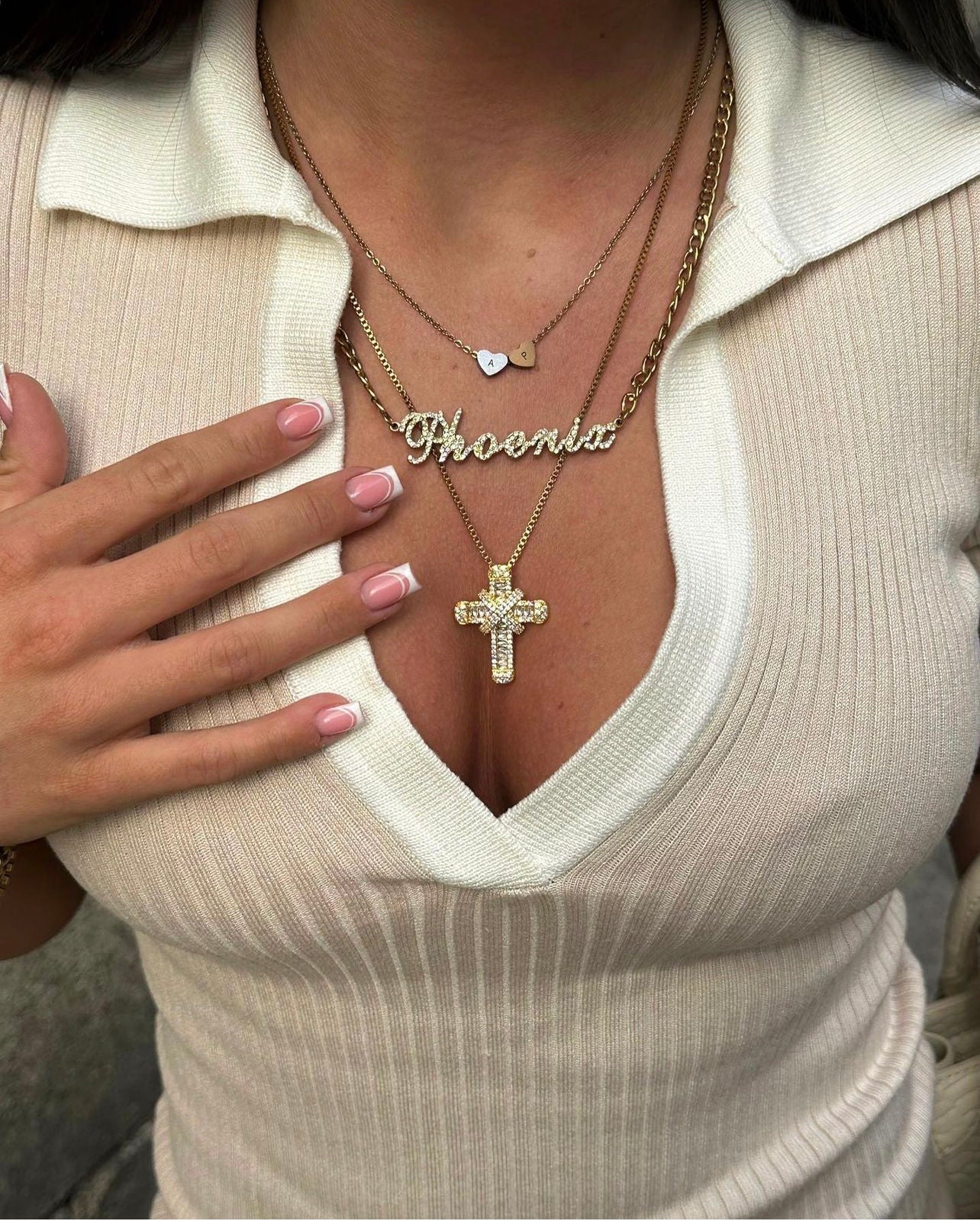 Cubic Zirconia Plated Name Necklace