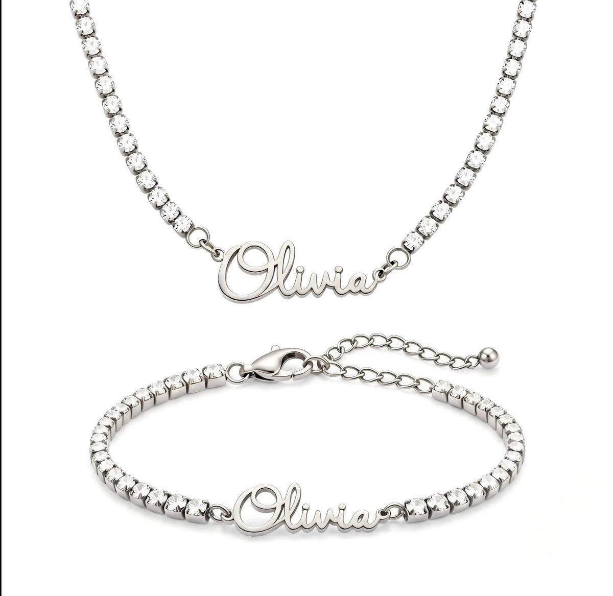 Luxury Personalised 3mm Tennis Necklace & Tennis Bracelet Set