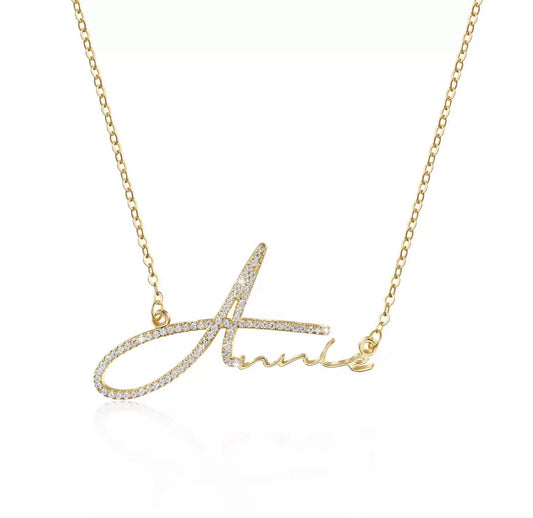 Luxe Cubic Zirconia Script Necklace