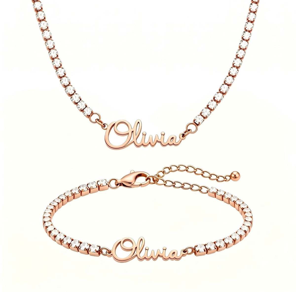 Luxury Personalised 3mm Tennis Necklace & Tennis Bracelet Set