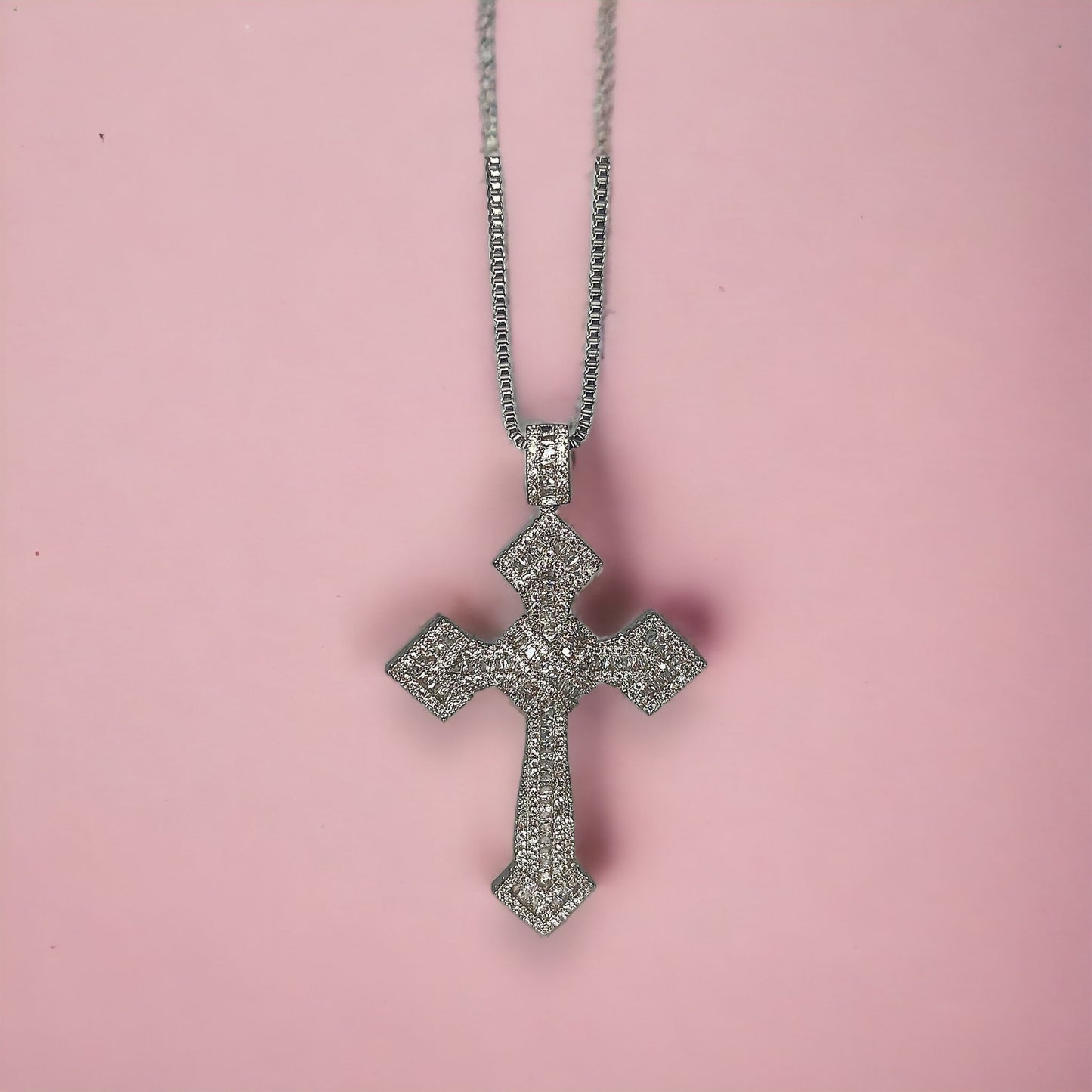 Cubic Zircon Jumbo Cross Necklace