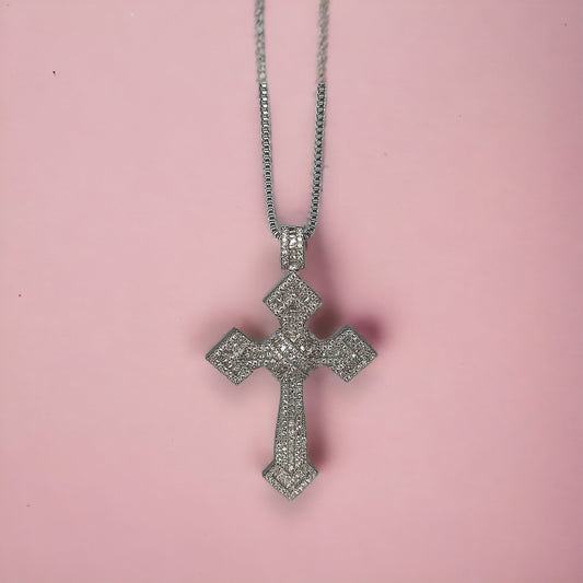 Cubic Zircon Jumbo Cross Necklace