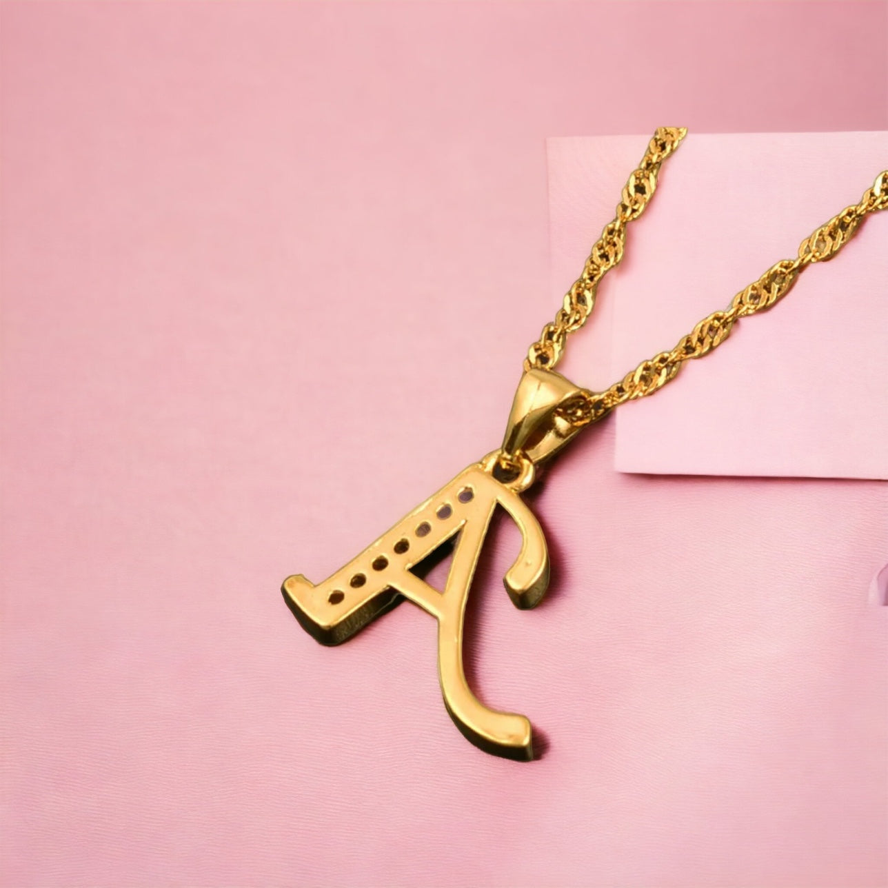Cubic Zirconia Stainless Steel Inital Necklace