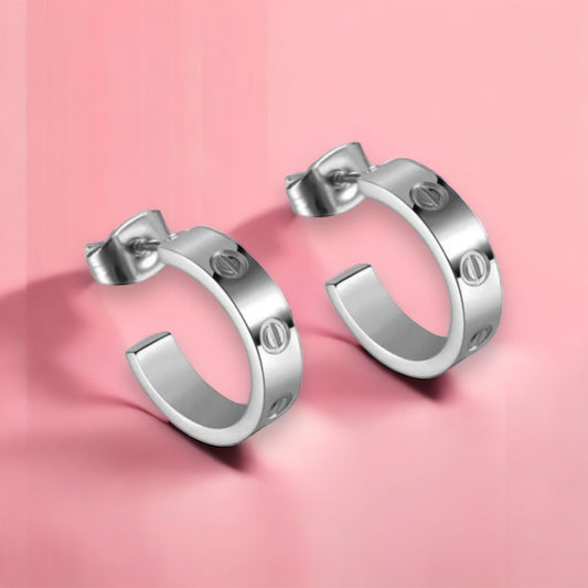 Stainless Steel Love Hoops Earrings