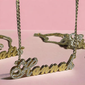 Cubic Zirconia Detailed Name Necklace