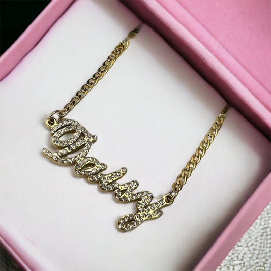 Cubic Zirconia Plated Name Necklace
