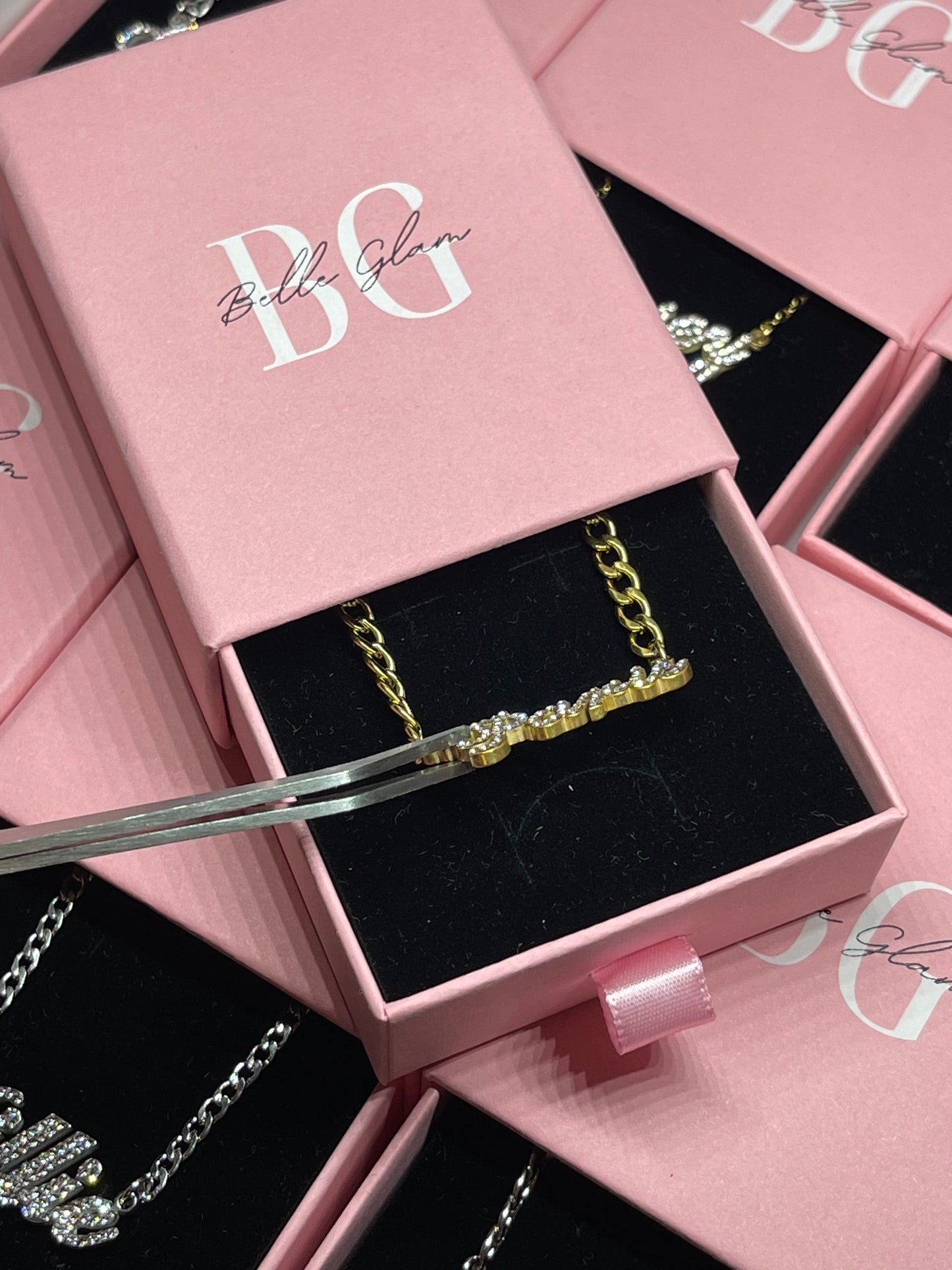 Cubic Zirconia Plated Name Necklace