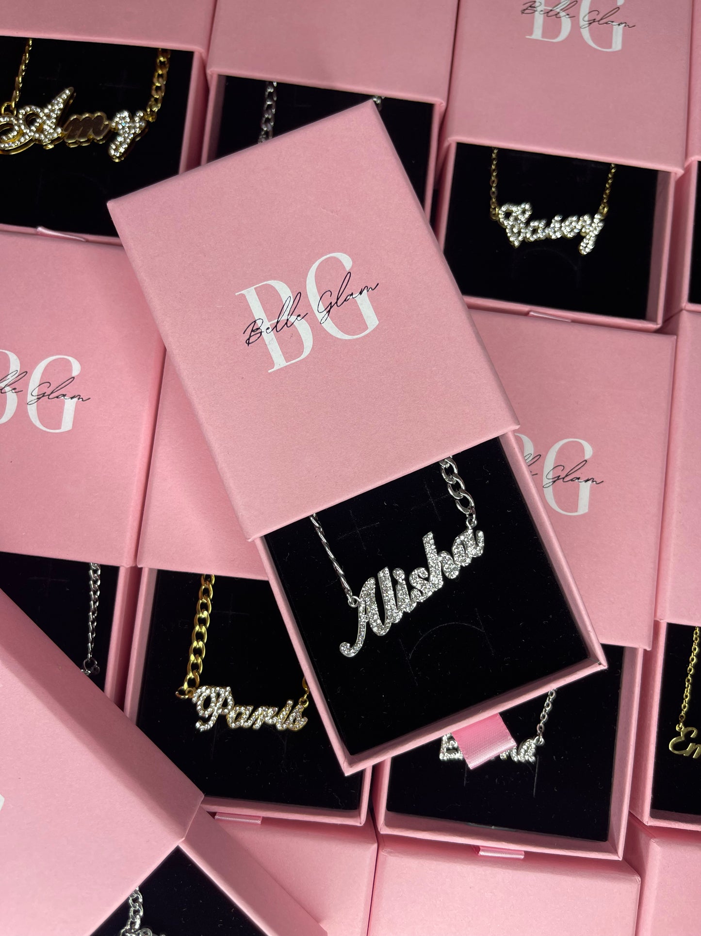 Cubic Zirconia Plated Name Necklace