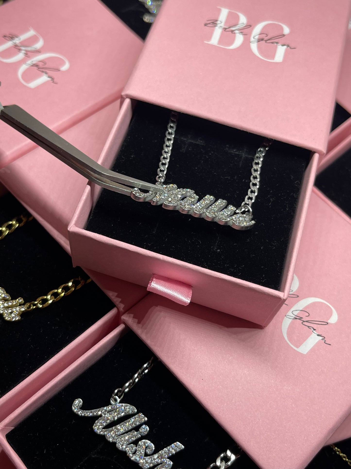 Cubic Zirconia Plated Name Necklace