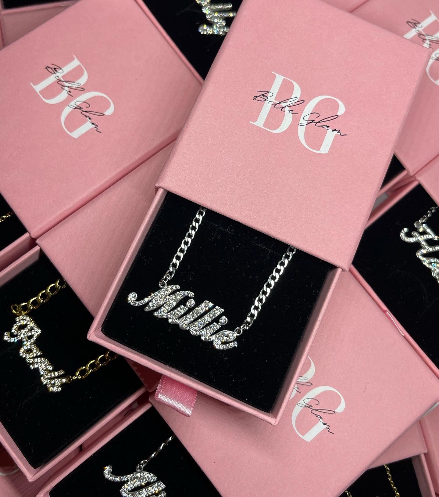 Cubic Zirconia Plated Name Necklace
