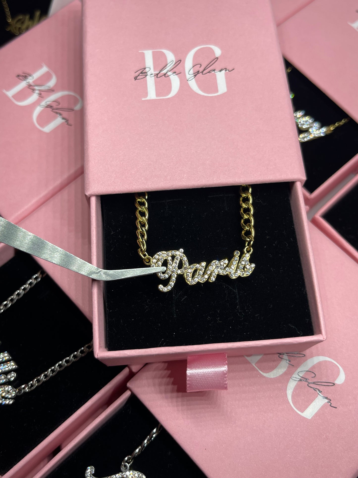 Cubic Zirconia Plated Name Necklace