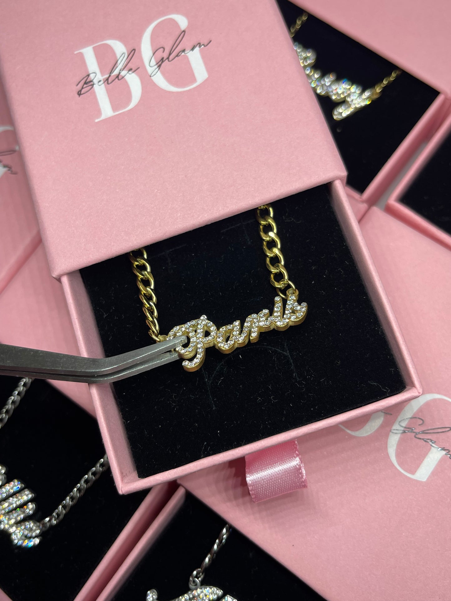 Cubic Zirconia Plated Name Necklace
