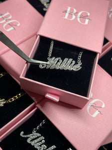 Cubic Zirconia Plated Name Necklace