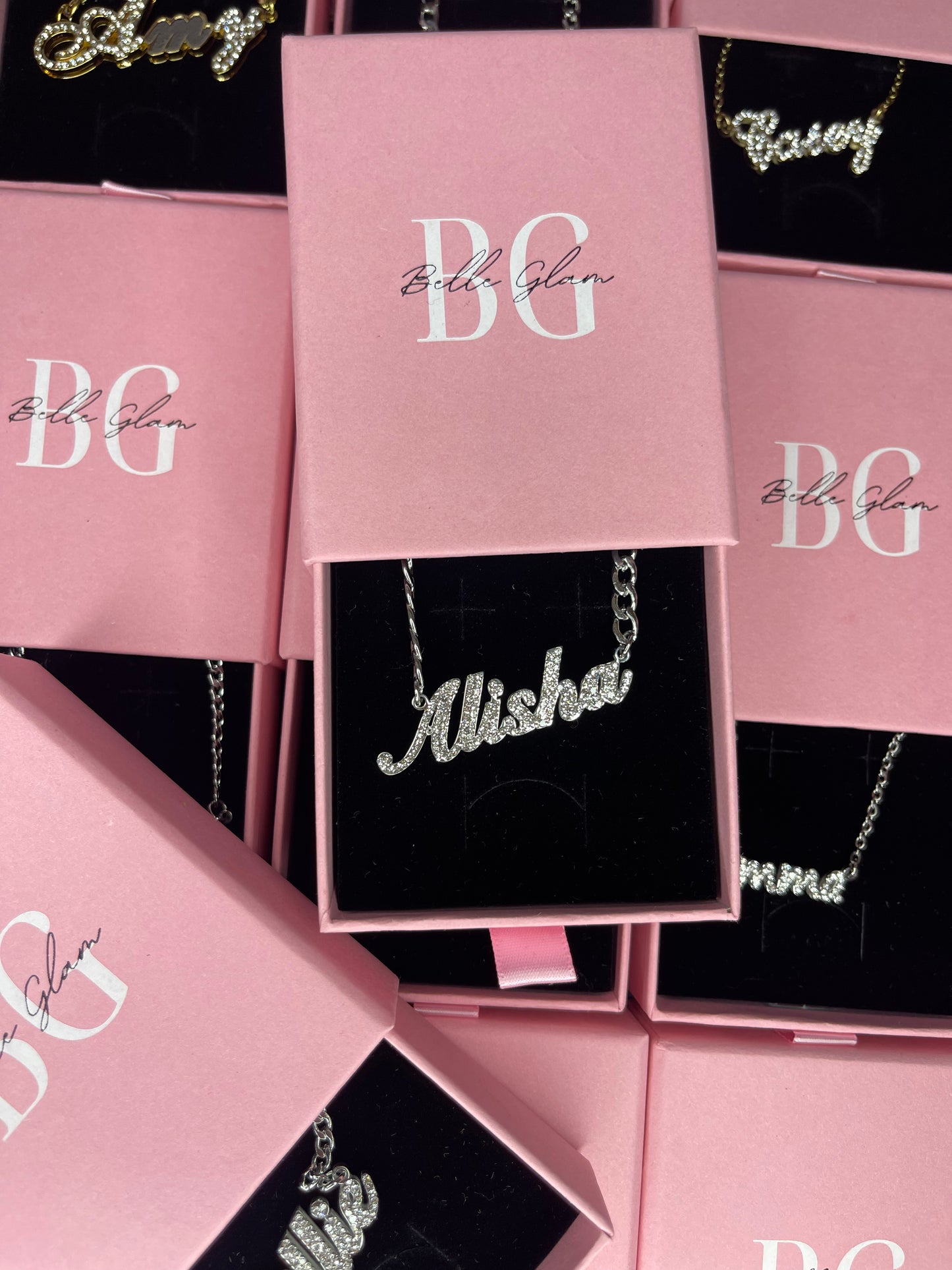 Cubic Zirconia Plated Name Necklace