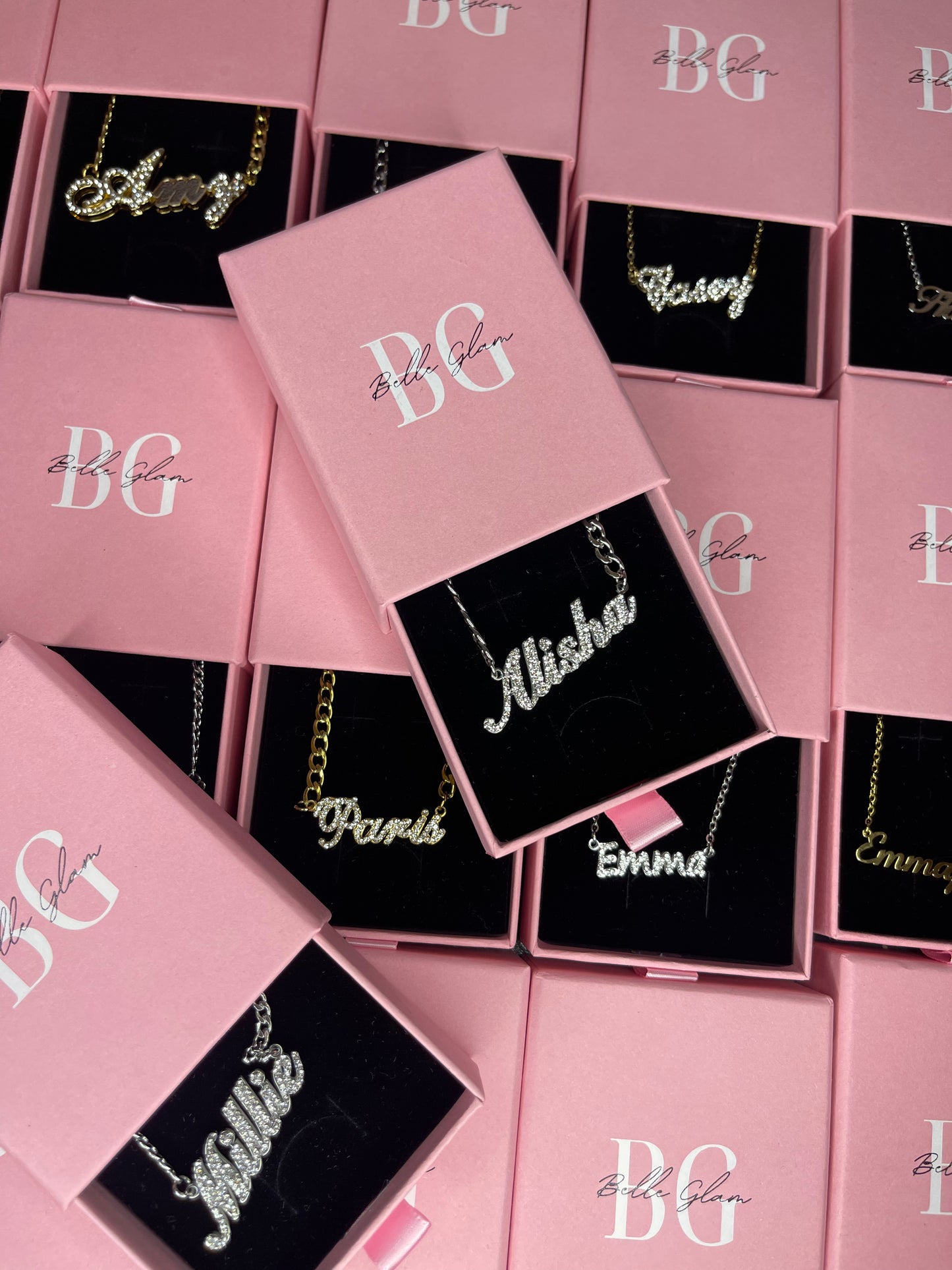 Cubic Zirconia Plated Name Necklace