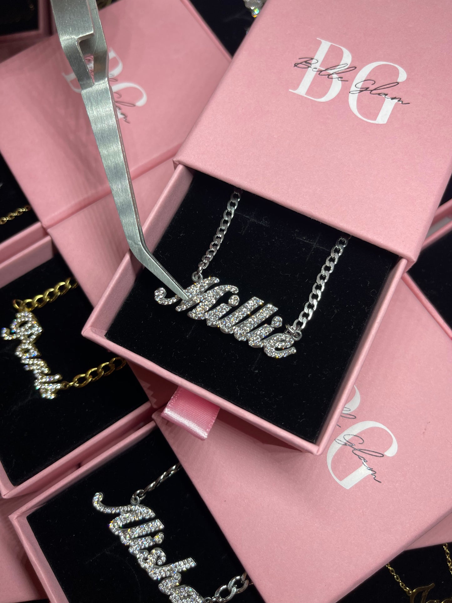 Cubic Zirconia Plated Name Necklace