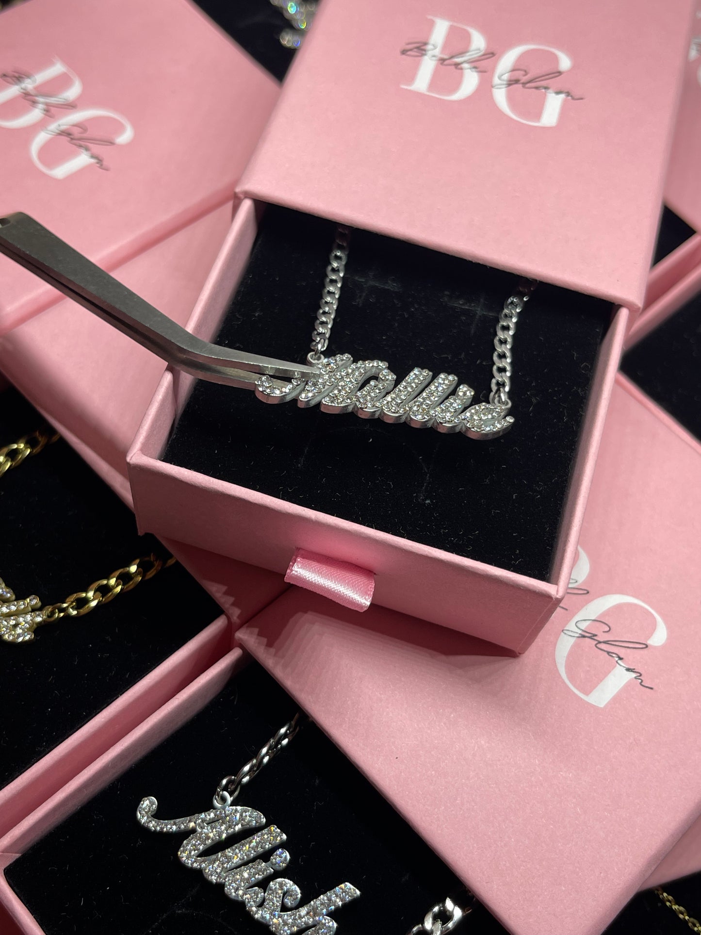 Cubic Zirconia Plated Name Necklace