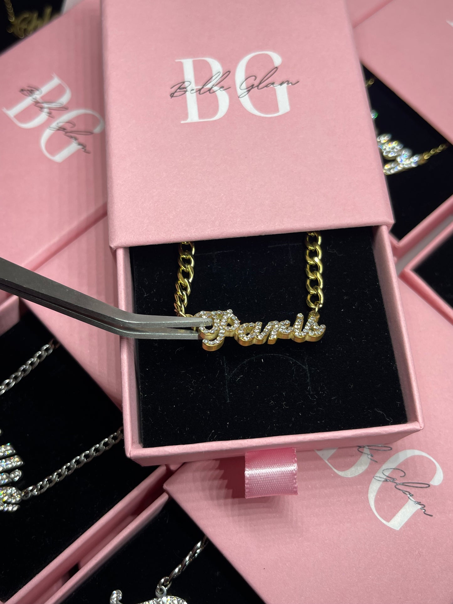 Cubic Zirconia Plated Name Necklace