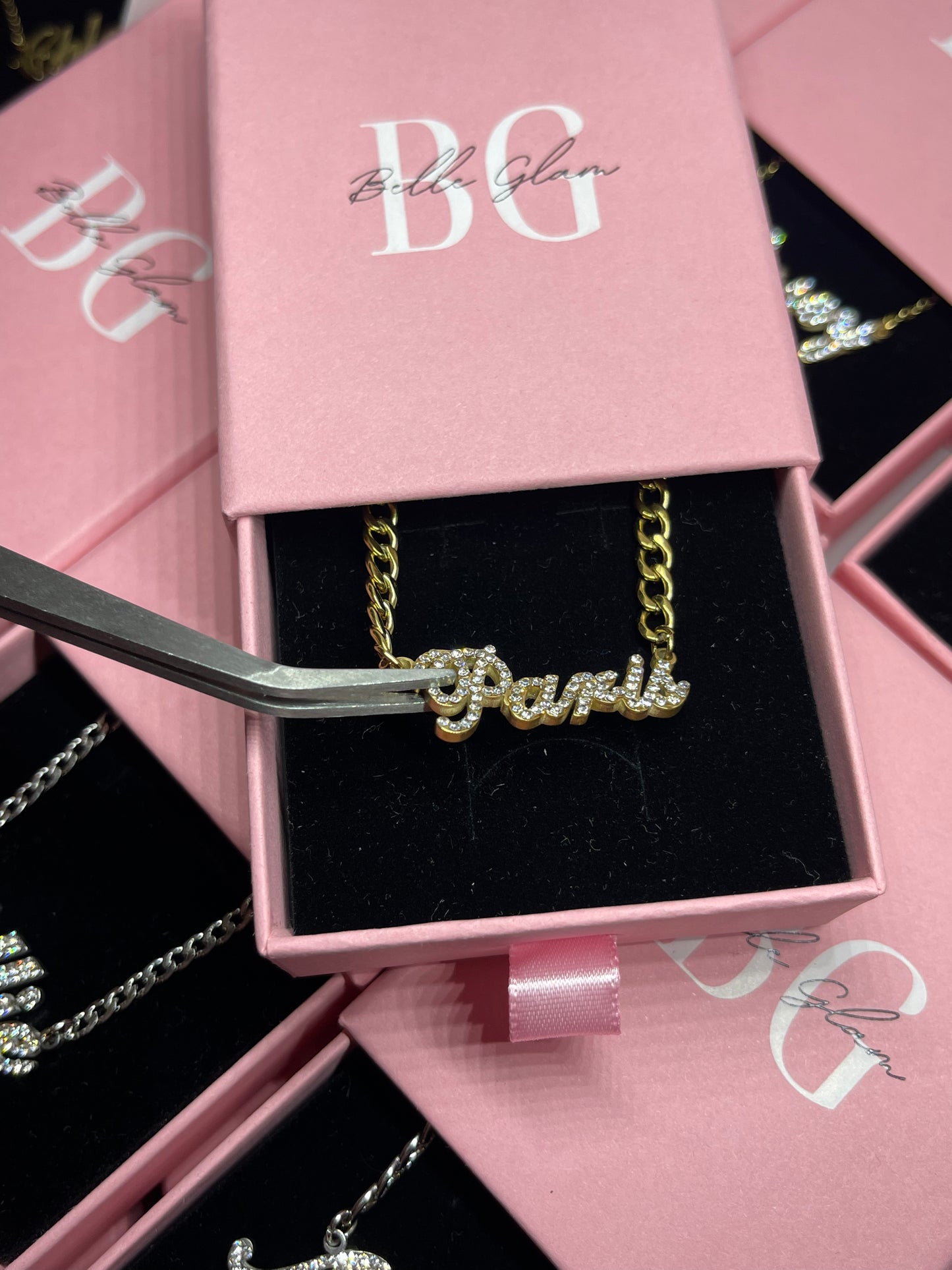 Cubic Zirconia Plated Name Necklace
