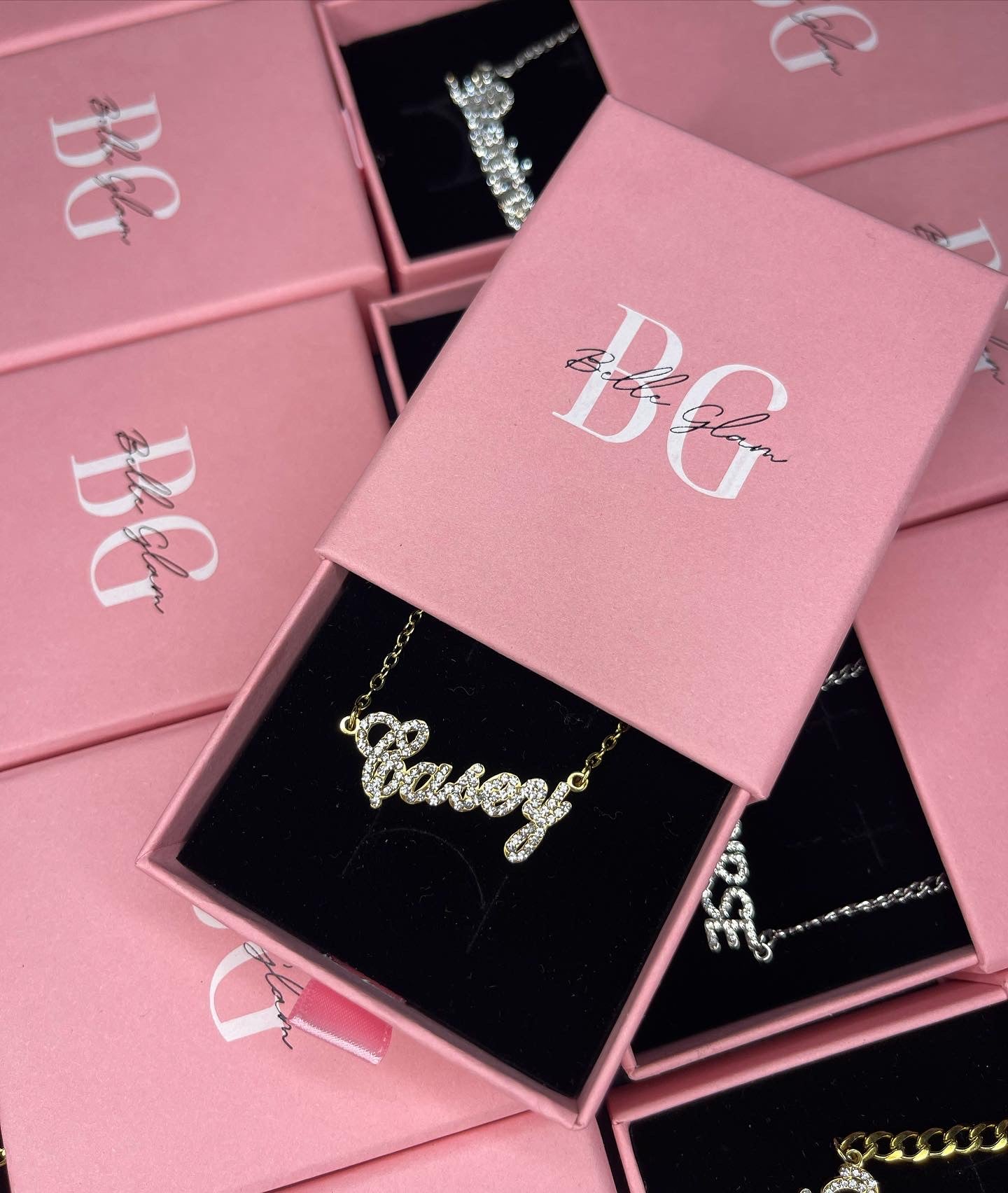 Cubic Zirconia Plated Name Necklace